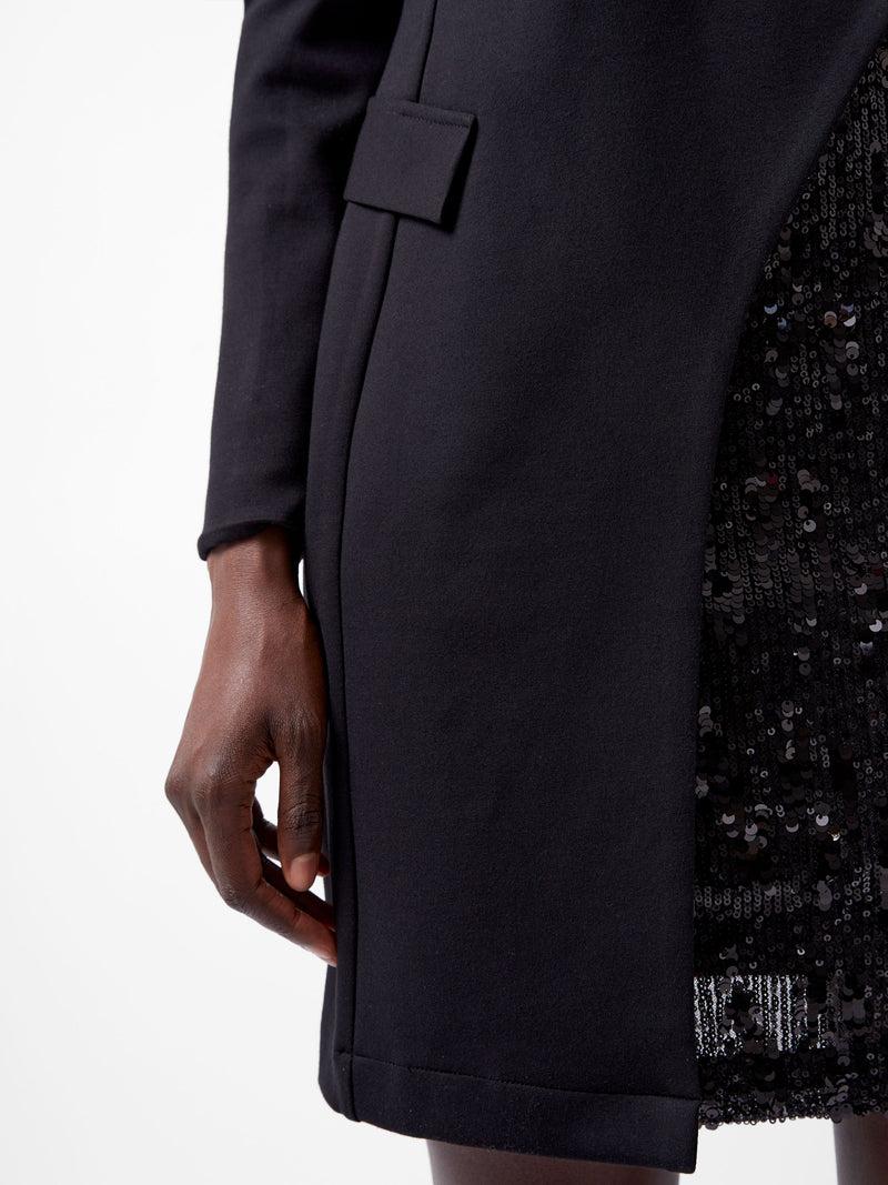 French Connection Xia Ponte Sequin Jersey Blazer Mini Dress Blackout