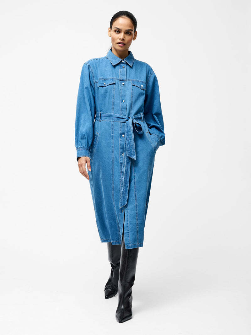 French Connection Zaves Chambray Denim Midi Dress Vintage