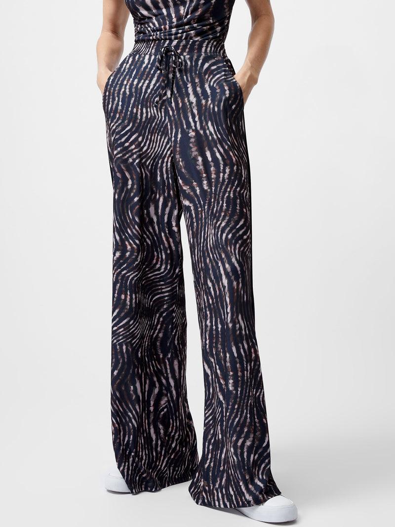 French Connection Zina Portia Wide Leg Printed Trousers Brown Multi