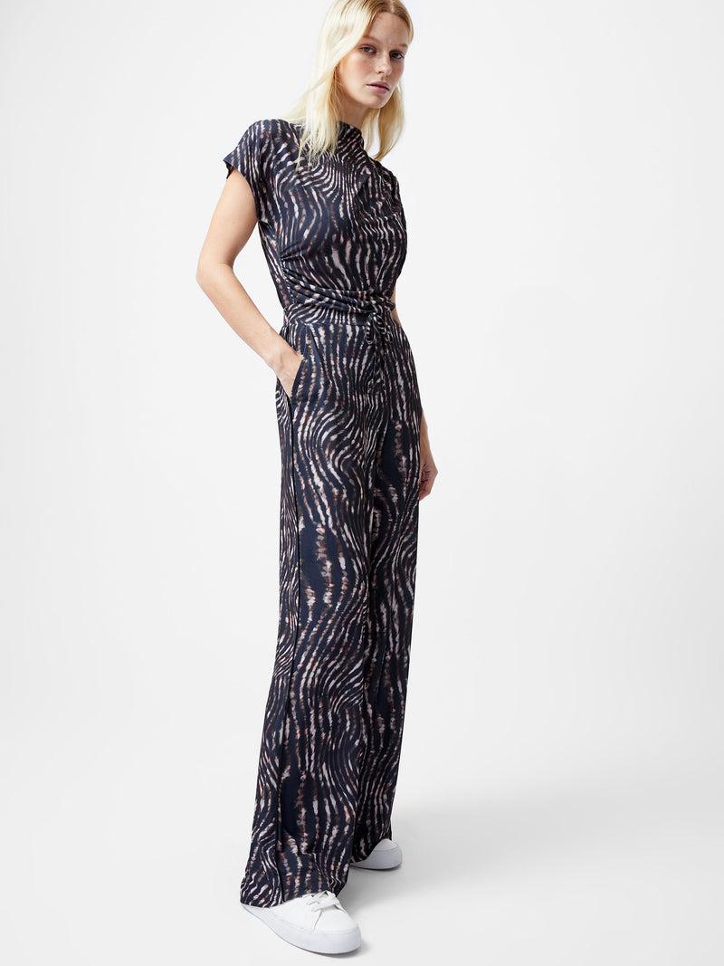 French Connection Zina Portia Wide Leg Printed Trousers Brown Multi
