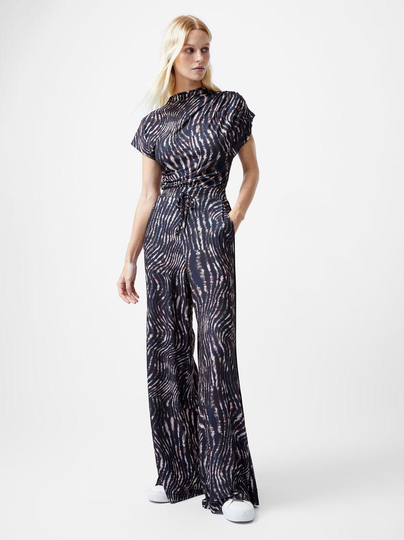 french connection Zina Portia Wide Leg Printed Trousers Brown Multi