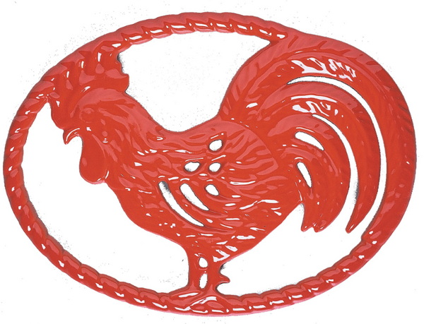 french home Chasseur 11-inch Flame Red Cast Iron Rooster Trivet