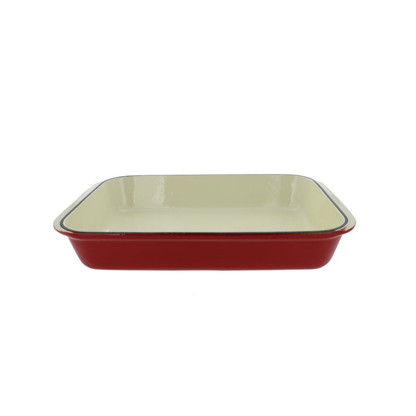 french home Chasseur 12.5" x 8" Red French Enameled Cast Iron Rectangular Roaster (CI_3542)