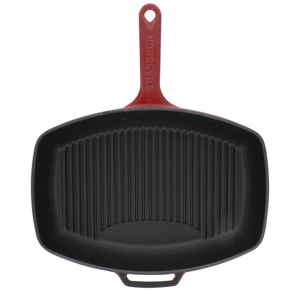 French Home Chasseur 12-inch Red Rectangular French Enameled Cast Iron Grill Pan (CI_3140)
