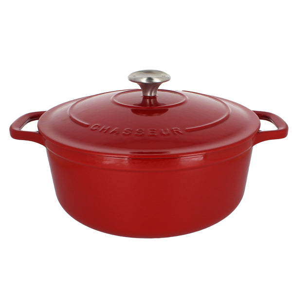 french Home Chasseur 3.25-quart Caviar-Grey Or Red Enameled Cast Iron Round Dutch Oven (CI_3722)