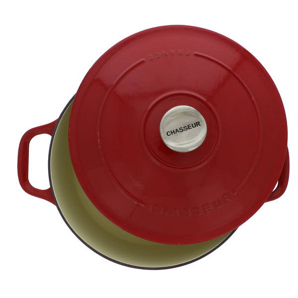 french Home Chasseur 3.25-quart Caviar-Grey Or Red Enameled Cast Iron Round Dutch Oven (CI_3722)