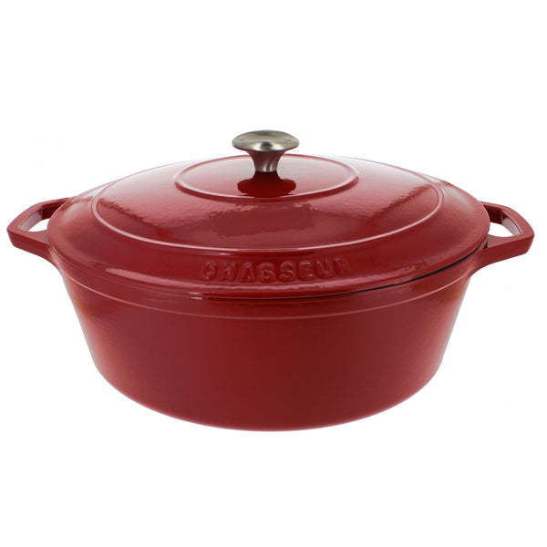 French Home Chasseur 7.25-quart Red French Enameled Cast Iron Oval Dutch Oven (CI-3733)