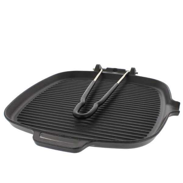 French Home Chasseur 9-inch Square French Cast Iron Grill With Folding Handle (CI_32722)
