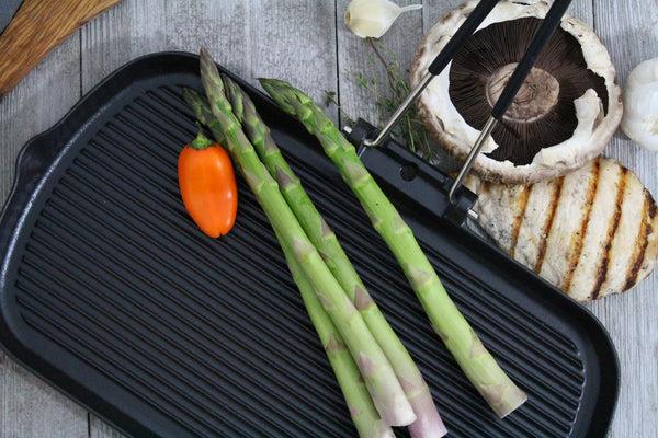 French Home Chasseur French Cast Iron Rectangle Grill With Folding Handle 14-inch Black