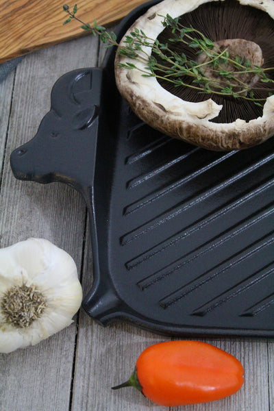 French Home Chasseur French Cow Shaped Cast Iron Griddle 15-inch Black