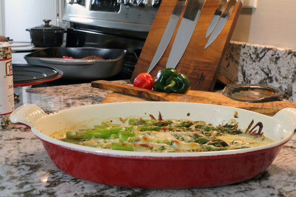 French Home Chasseur French Enameled Cast Iron 11-inch Oval Casserole Red-CI_3602R