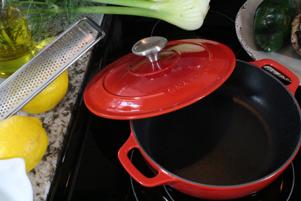 French Home Chasseur French Enameled Cast Iron Braiser With Lid 1.4-quart Red (CI_4920R)