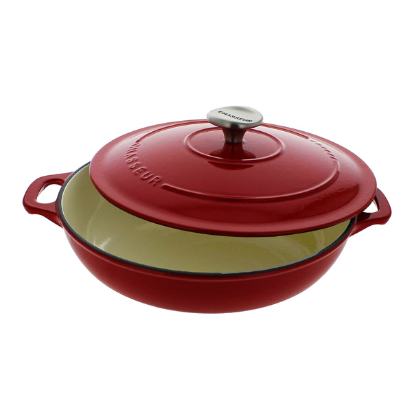 French Home Chasseur French Enameled Cast Iron Braiser With Lid 1.8-quart Red