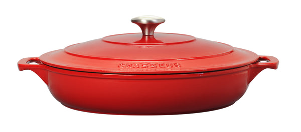 french home Chasseur French Enameled Cast Iron Braiser with Lid 2.6-quart Red