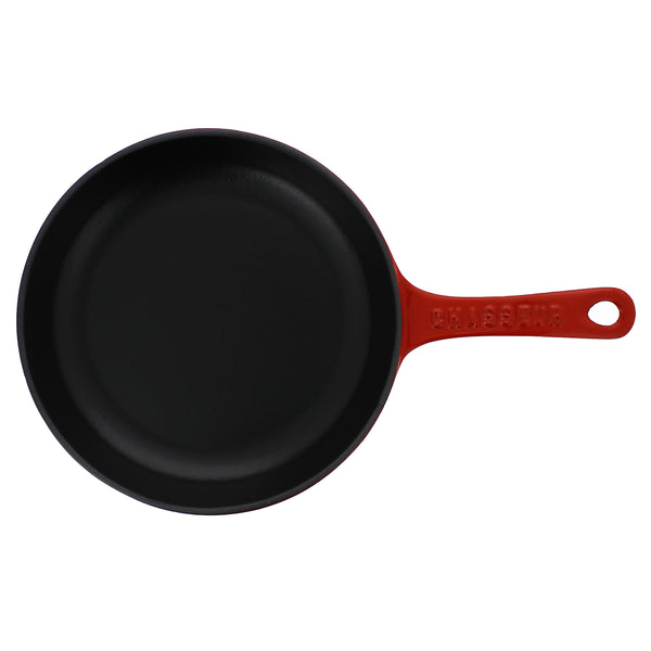 French Home Chasseur French Enameled Cast Iron Fry Pan With Cast Iron Handle 8-inch Red