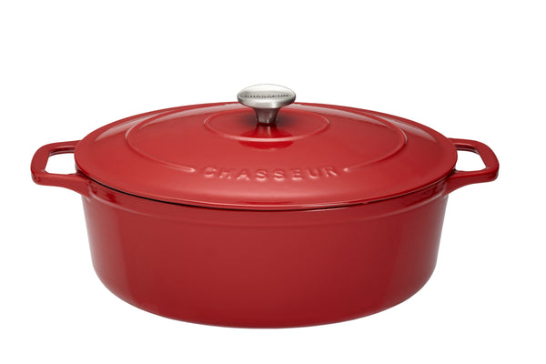 French Home Chasseur French Enameled Cast Iron Oval Dutch Oven 6-quart Red