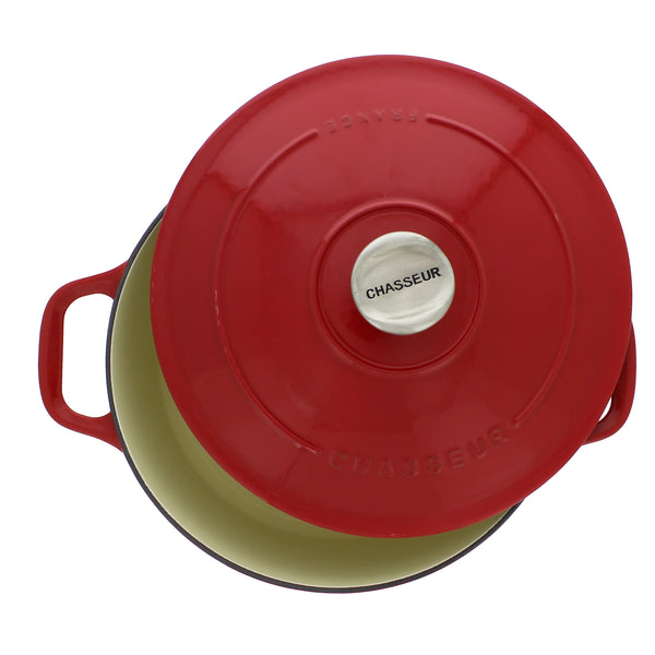 French Home Chasseur French Enameled Cast Iron Round Dutch Oven 6.25-quart Red