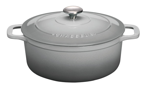 french home Chasseur French Enameled Cast Iron Round Dutch Oven 4.2-quart Celestial Grey