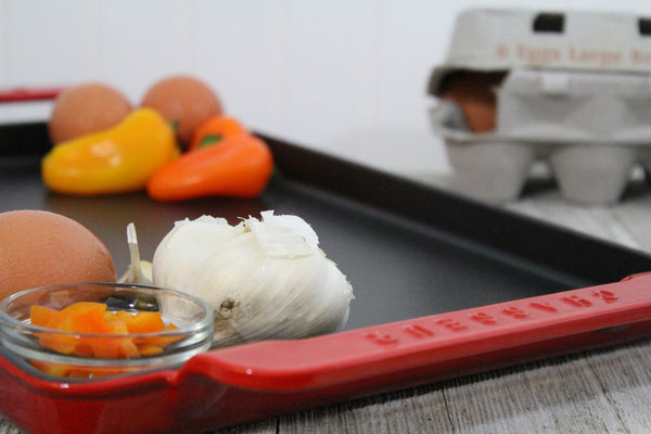 French Home Chasseur French Rectangular Enameled Cast Iron Griddle 14-inch Red