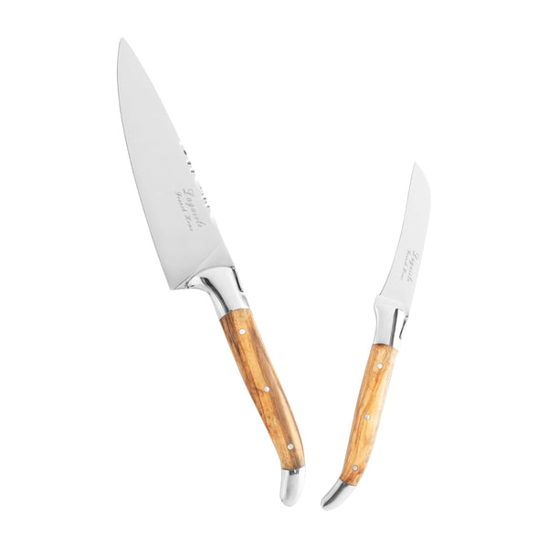 French Home French Home 2-Piece Connoisseur Laguiole Vegetable Knife Set With Olive Wood Handles