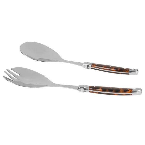French Home French Home 2-Piece Set Of Laguiole Connoisseur Tortoise Shell Salad Servers
