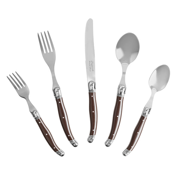 French Home French Home 20-Piece Laguiole Flatware Set Service For 4 Chocolate Brown