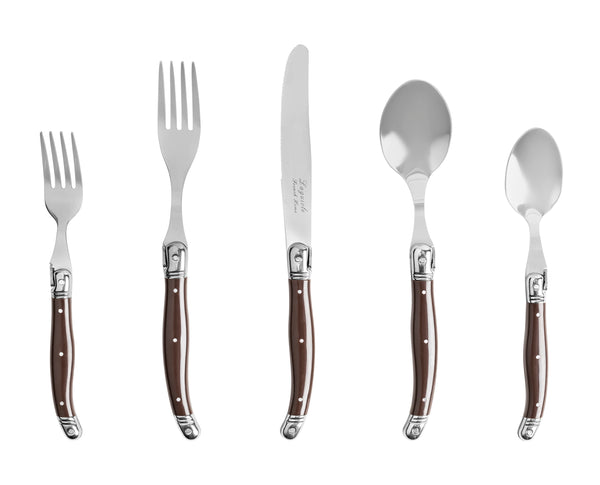 french home French Home 20-Piece Laguiole Flatware Set Service for 4 Chocolate Brown