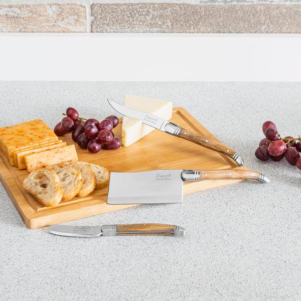 French Home French Home 3 Piece Connoisseur Laguiole Olive Wood Cheese Knives And Bamboo Cheese Board
