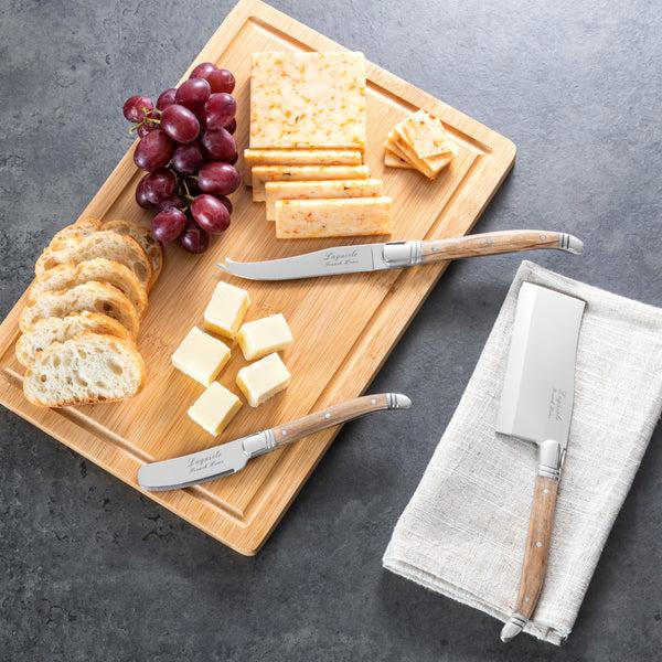 French Home French Home 3 Piece Connoisseur Laguiole Olive Wood Cheese Knives And Bamboo Cheese Board