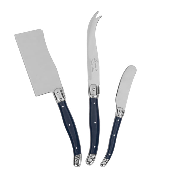 french home French Home 3-Piece Laguiole Cheese Knife Set with Navy Handles