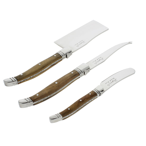 French Home French Home 3 Piece Laguiole Connoisseur Olive Wood Cheese Set