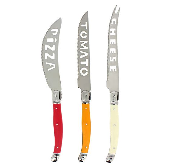 french home French Home 3 Piece Laguiole Pizza Tomato and Cheese Knife Set Tuscan Sunset