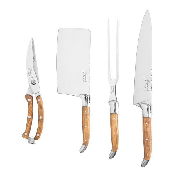 french home French Home 4-Piece Connoisseur Laguiole Professional Chef Knife Set with Olive Wood Handles french home French Home 4-Piece Connoisseur Laguiole Professional Chef Knife Set with Olive Wood Handles