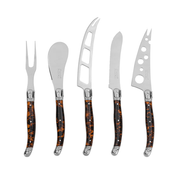 french home French Home 5-Piece Artisan Laguiole Cheese Knife Set with Tortoise Shell Handles