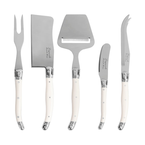 french home French Home 5-Piece Laguiole Cheese Knife Fork and Slicer Set with Faux Ivory Handles