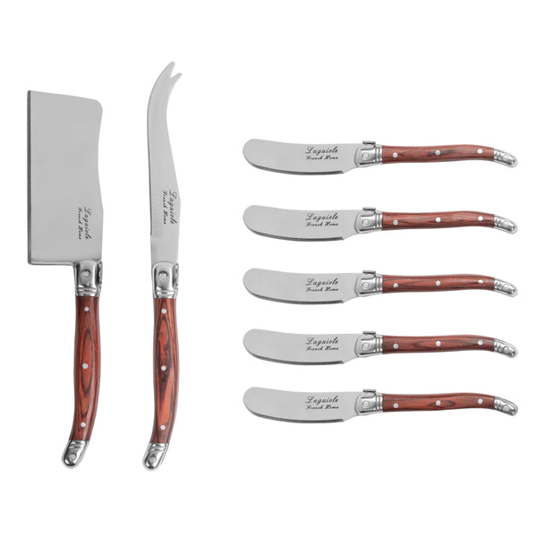 french home French Home 7-Piece Laguiole Cheese Knife and Spreader Set with Pakkawood Handles