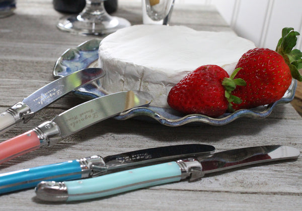 French Home French Home 7 Piece Laguiole Cream Coral And Turquoise Cheese Knife And Spreader Set