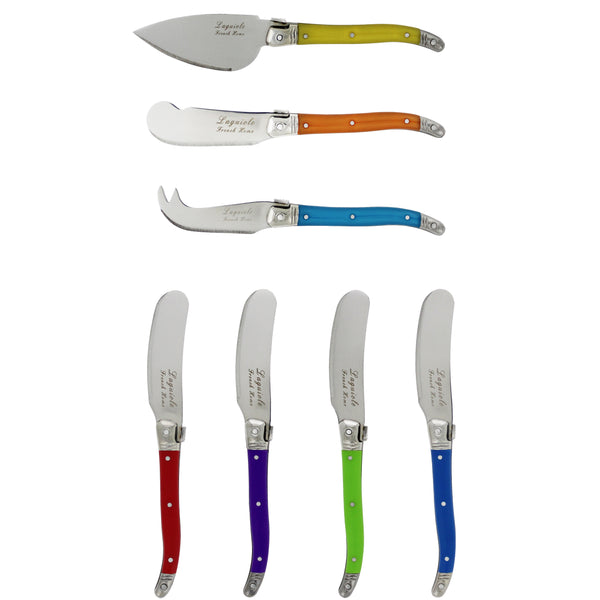 french home French Home 7 Piece Laguiole Jewel Colors Cheese Knife and Spreader Set