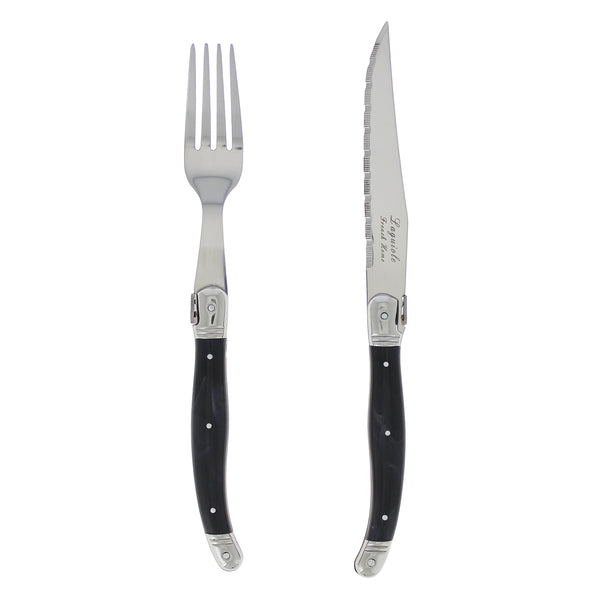 French Home French Home 8 Piece Laguiole Faux Onyx Steak Knife And Fork Set