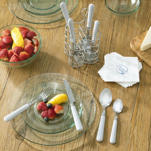 French Home French Home Bistro 16-Piece Stainless Steel Flatware Set Service For 4 Geometric Grid