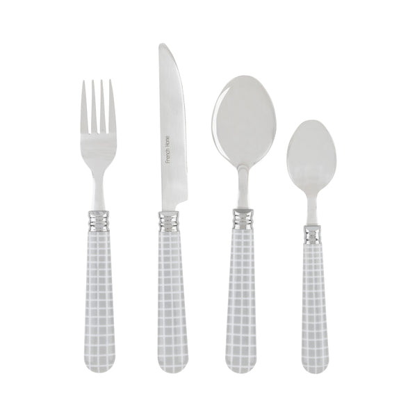 french home French Home Bistro 16-Piece Stainless Steel Flatware Set Service for 4 Geometric Grid