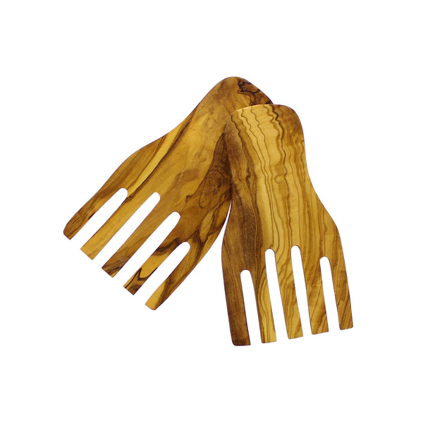 French Home French Home Coastal Salad Bowl & Olive Wood Server Hands