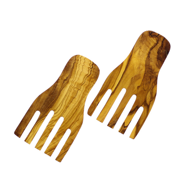 French Home French Home Coastal Salad Bowl & Olive Wood Server Hands