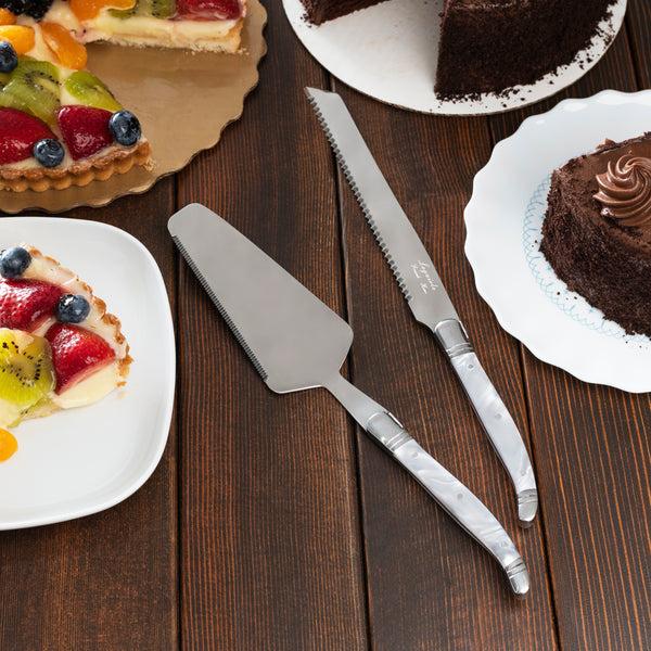 French Home French Home Connoisseur Laguiole 2-Piece Cake And Pie Server Set With Pearl White Handles