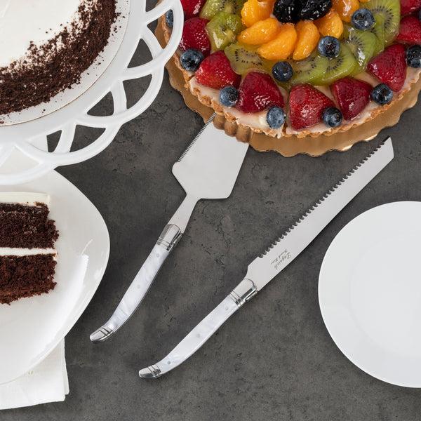French Home French Home Connoisseur Laguiole 2-Piece Cake And Pie Server Set With Pearl White Handles