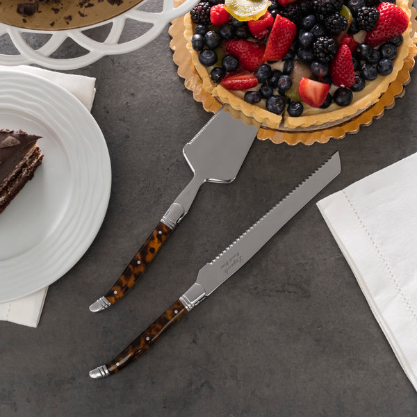 French Home French Home Connoisseur Laguiole 2-Piece Cake And Pie Server Set With Tortoise Shell Handles