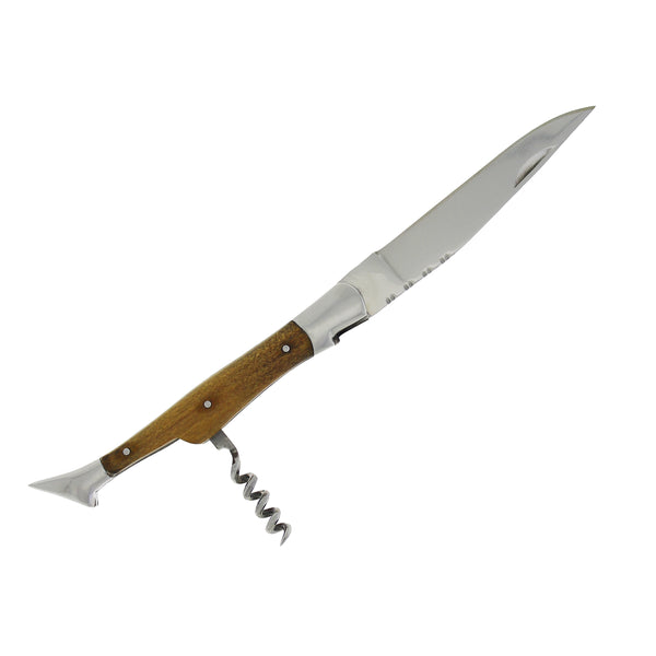 French Home French Home Connoisseur Pocket Knife With Cork Screw And Olive Wood Handle