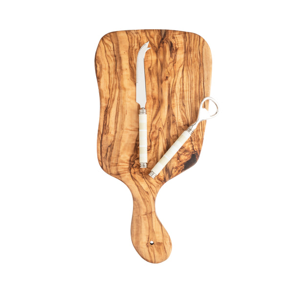 French Home French Home Jubilee Cheese Knife Bottle Opener And Olive Wood Board Set - Shades Of Light