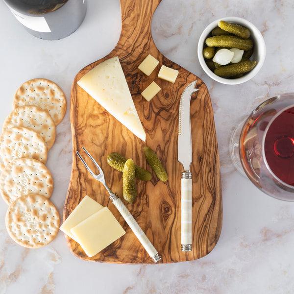 French Home French Home Jubilee Cheese Knife Fork And Olive Wood Board Set - Shades Of Light