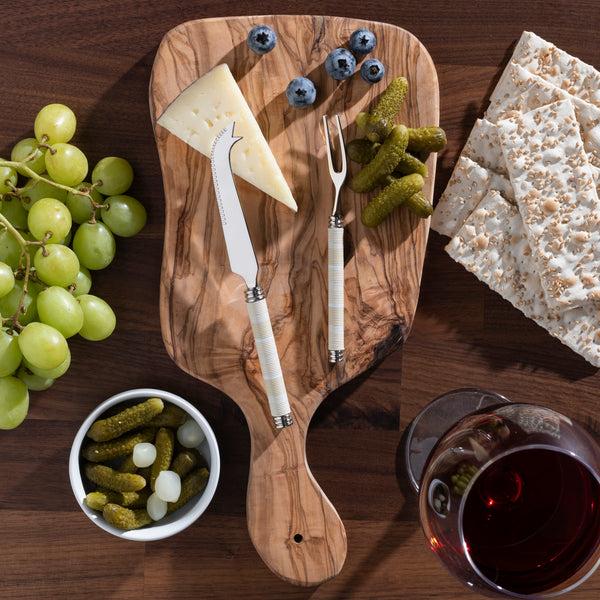 French Home French Home Jubilee Cheese Knife Fork And Olive Wood Board Set - Shades Of Light